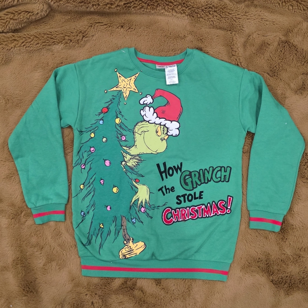 🆕️🎄 The Grinch, Kids L(10/12) Green Christmas Sweatshirt